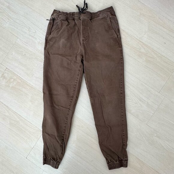 RSQ Jeans Jogger Chino Pants Casual Mens Medium 32 Brown Drawstring - Picture 1 of 3